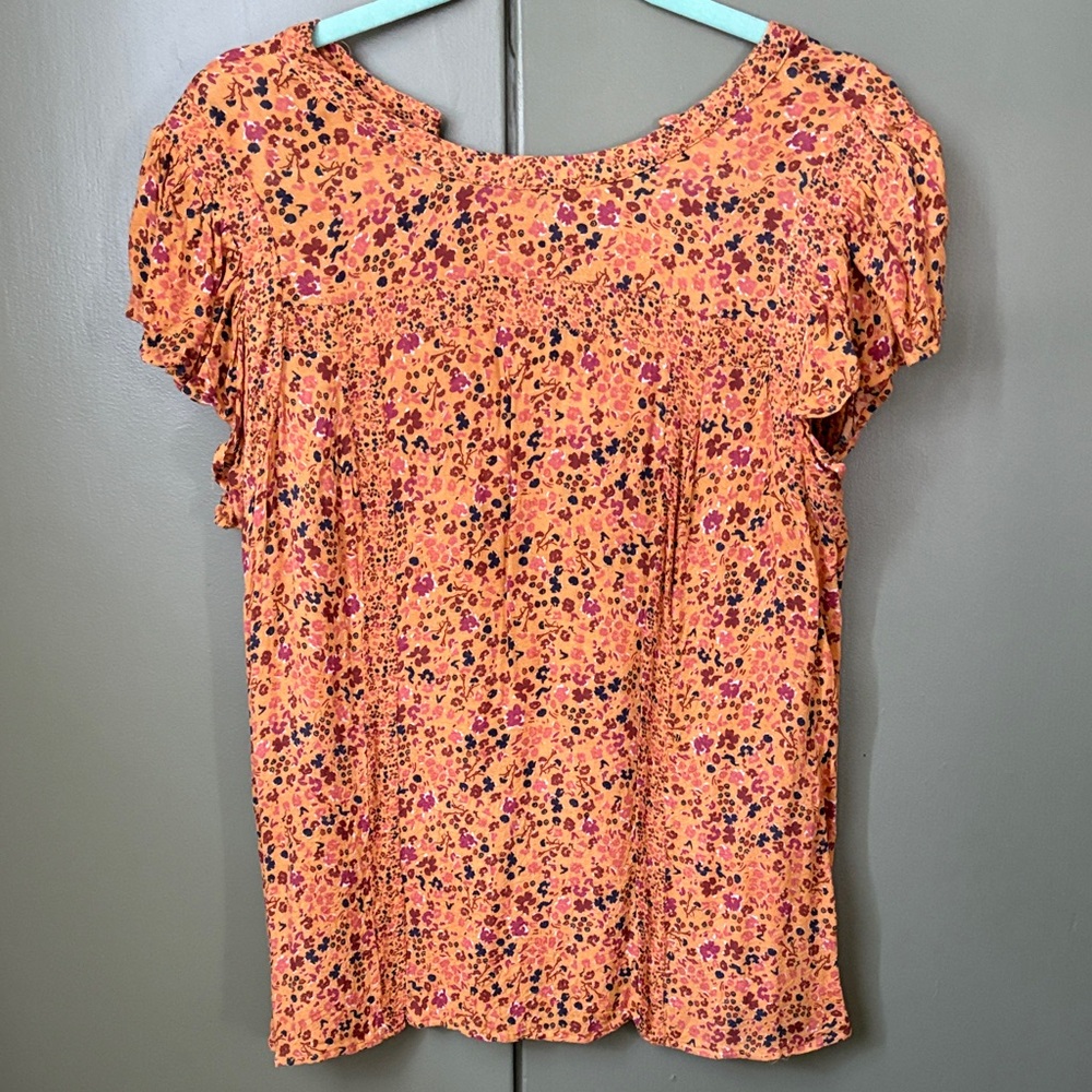 DR2 Orange and Pink Floral Blouse